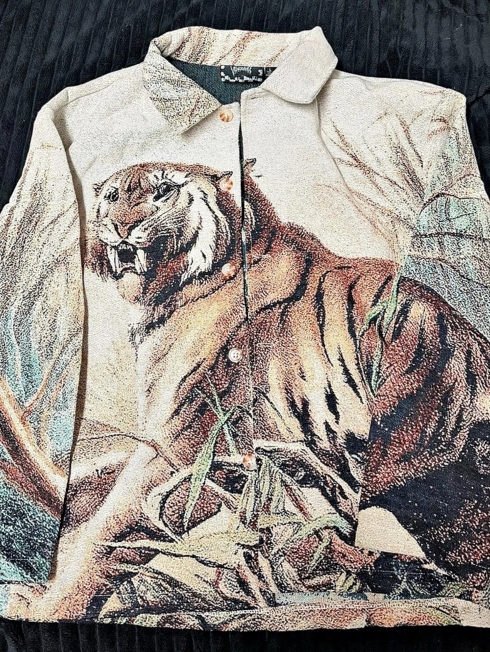 Rebel Vengeance Tiger Tapestry Button-Front Jacket